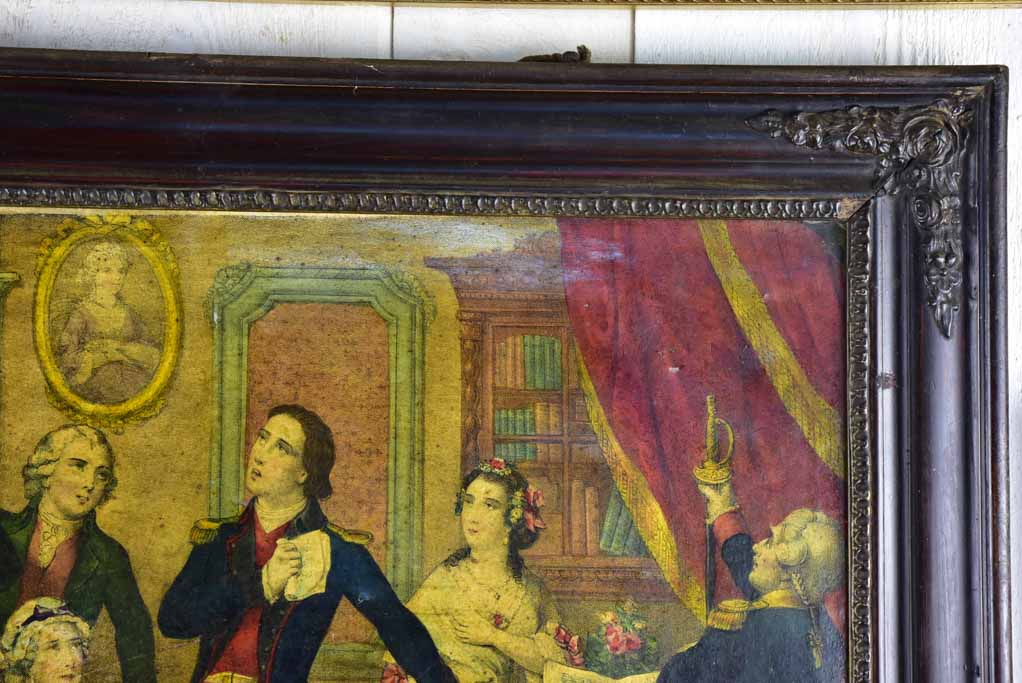 Antique French Napoleon III print on canvas - Rouget de L'Isle - French Revolution 28¾" x 23¼"