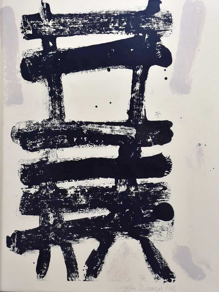 Vintage oil on paper monotype artwork