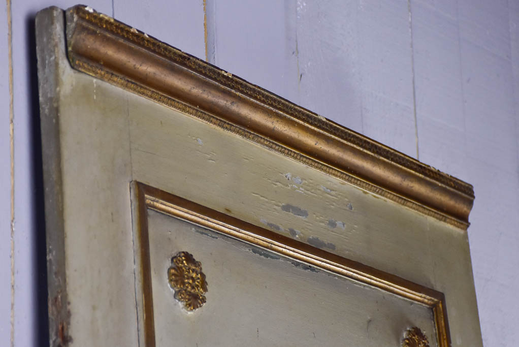 Large antique French trumeau mirror - sage 27½" x 69¼"