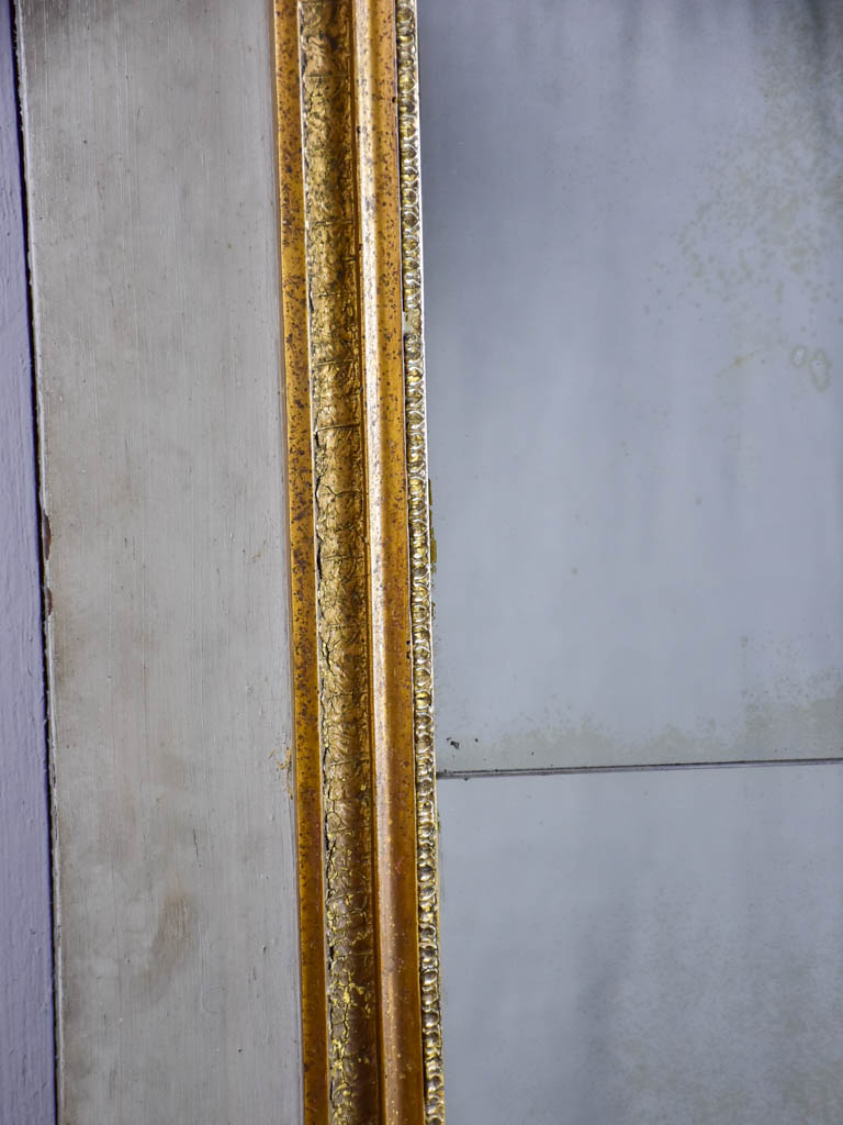 Large antique French trumeau mirror - sage 27½" x 69¼"