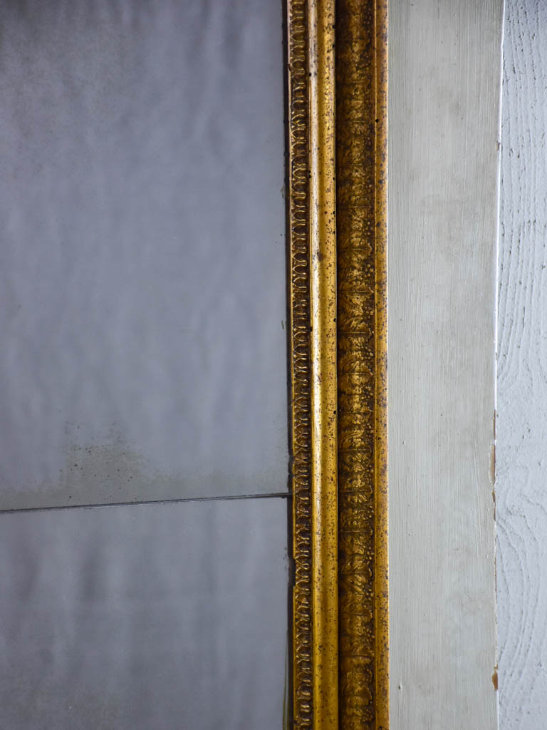 Large antique French trumeau mirror - sage 27½" x 69¼"