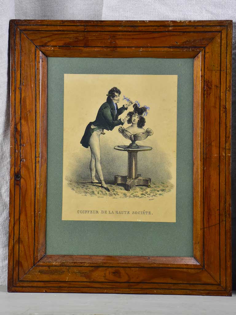 Pair of Napoleon III printed caricatures - Coiffeur de la haute societe & Modiste 11¾" x 14½"