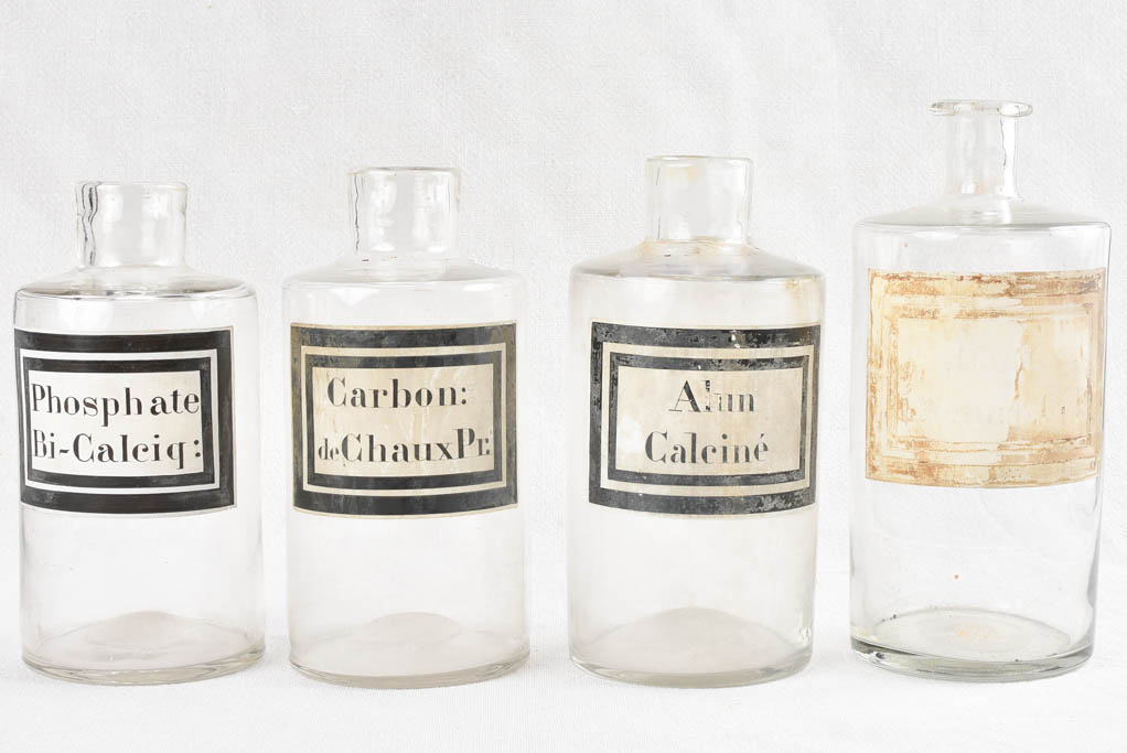 Collection of 8 antique French apothecary glass jars 9"