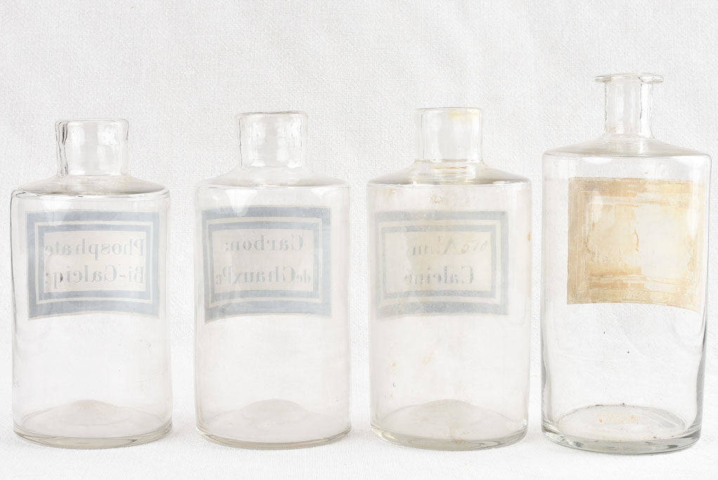 Collection of 8 antique French apothecary glass jars 9"