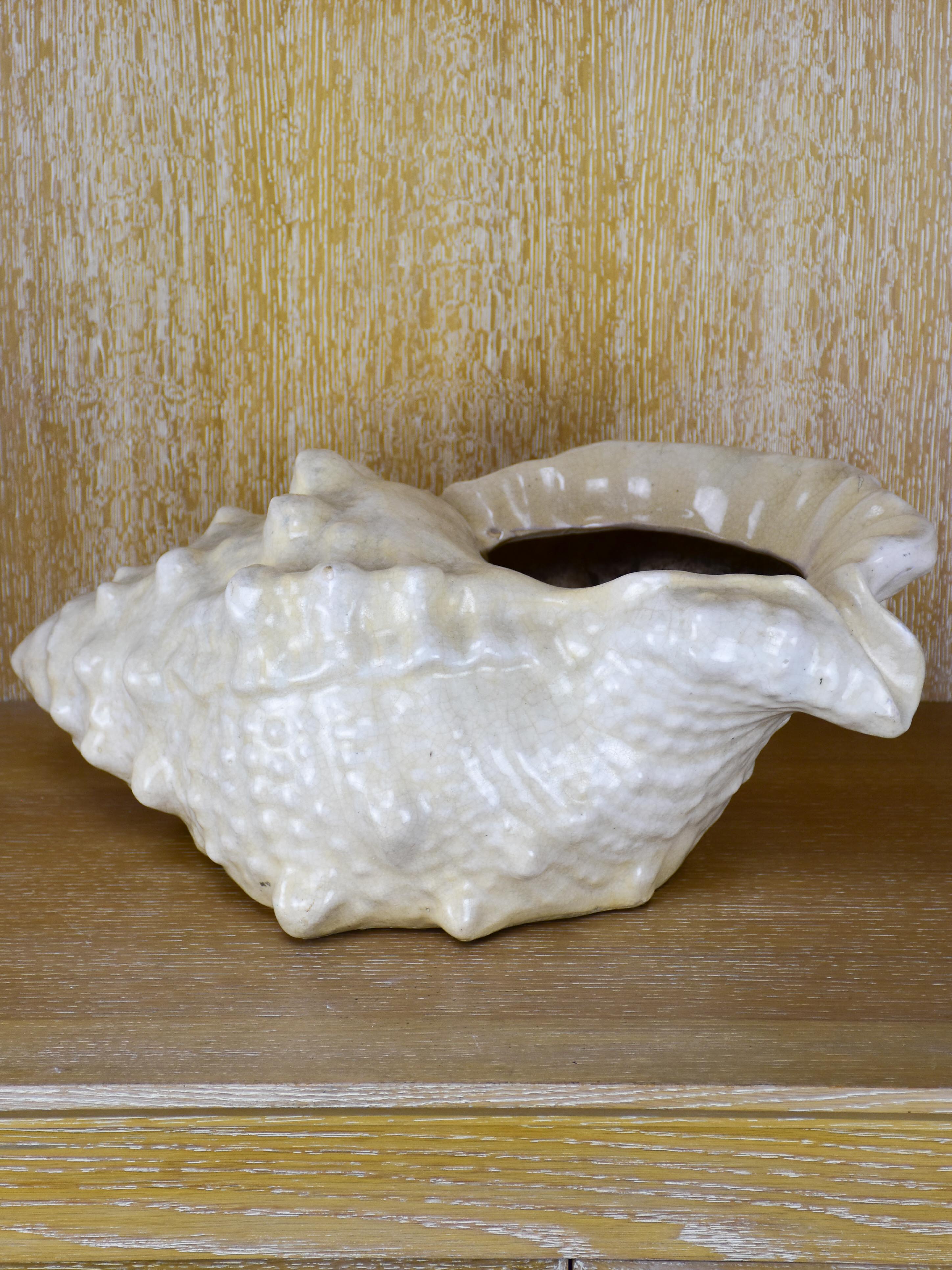 Large vintage planter in the shape of a sea shell
