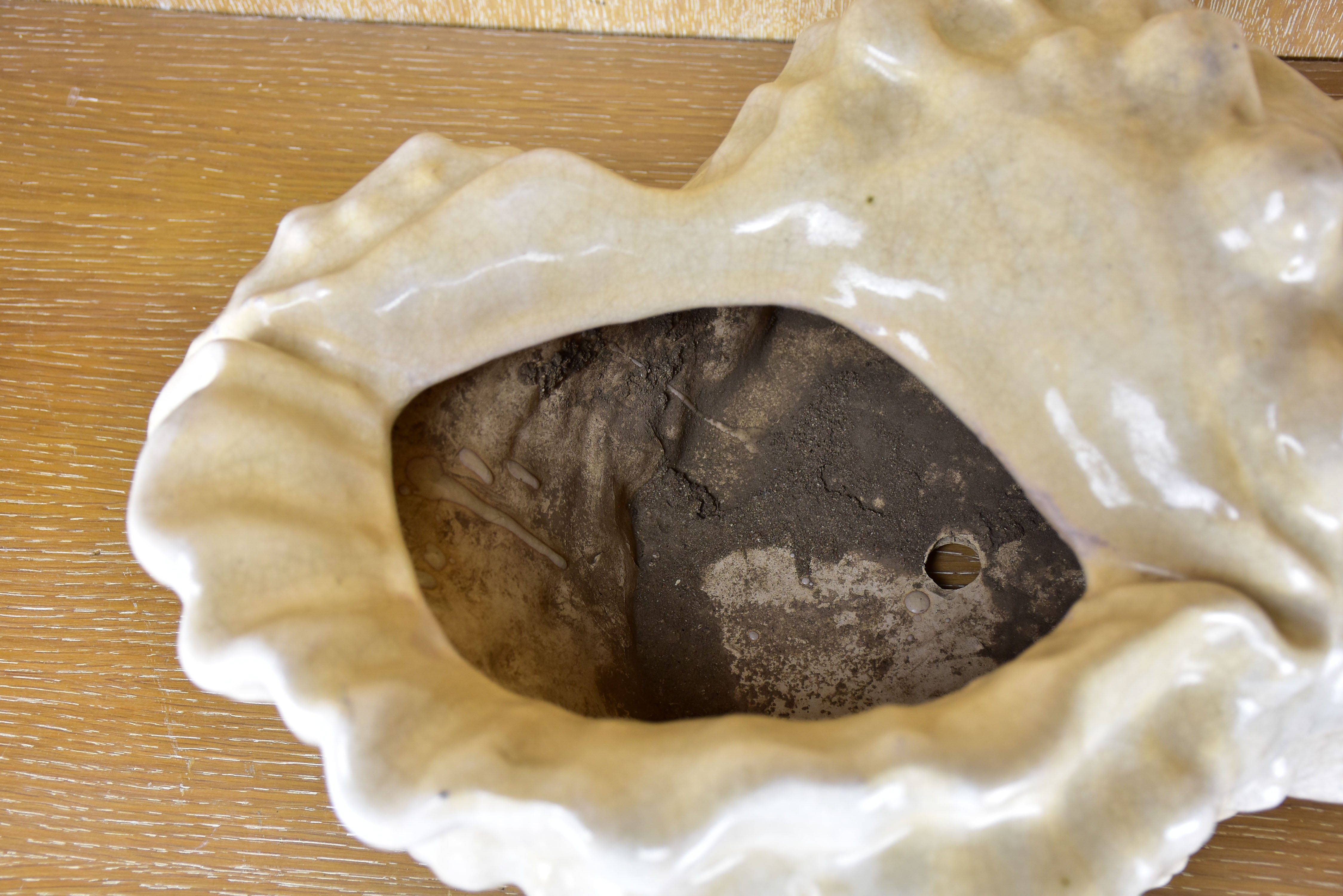 Large vintage planter in the shape of a sea shell