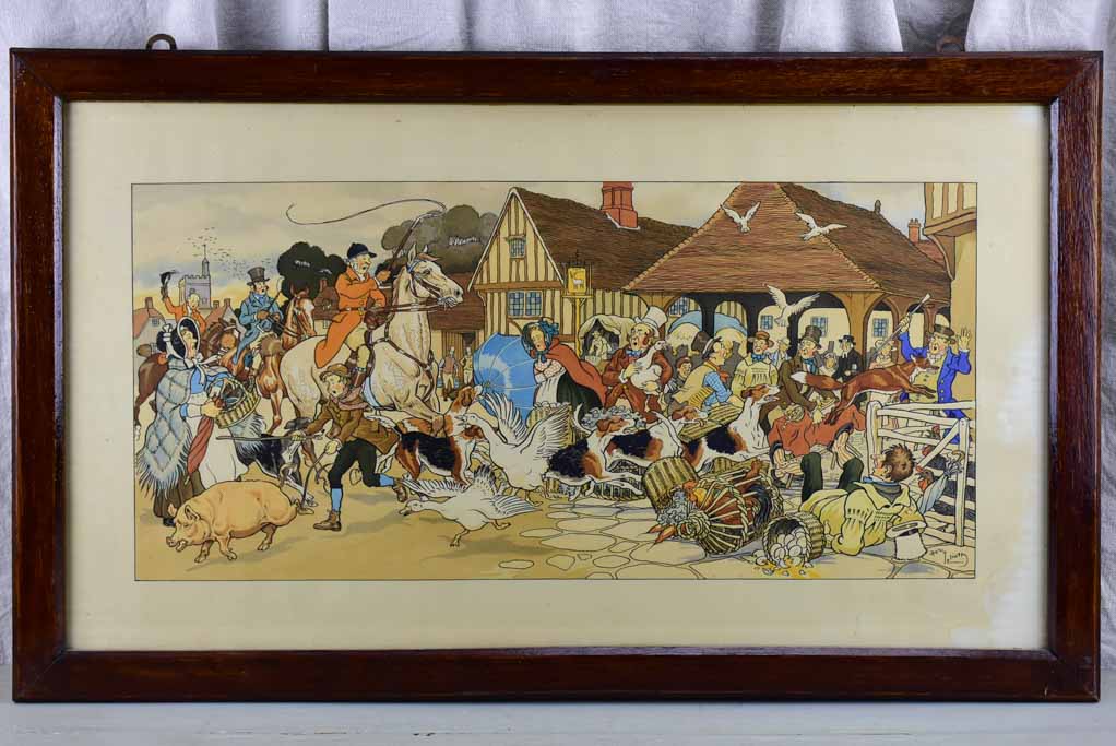 Pair of antique English Harry Eliotte prints - The return from the fox hunt