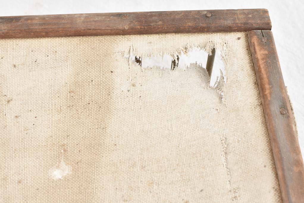 Antique French wooden birdcage with white fabric top 7½"