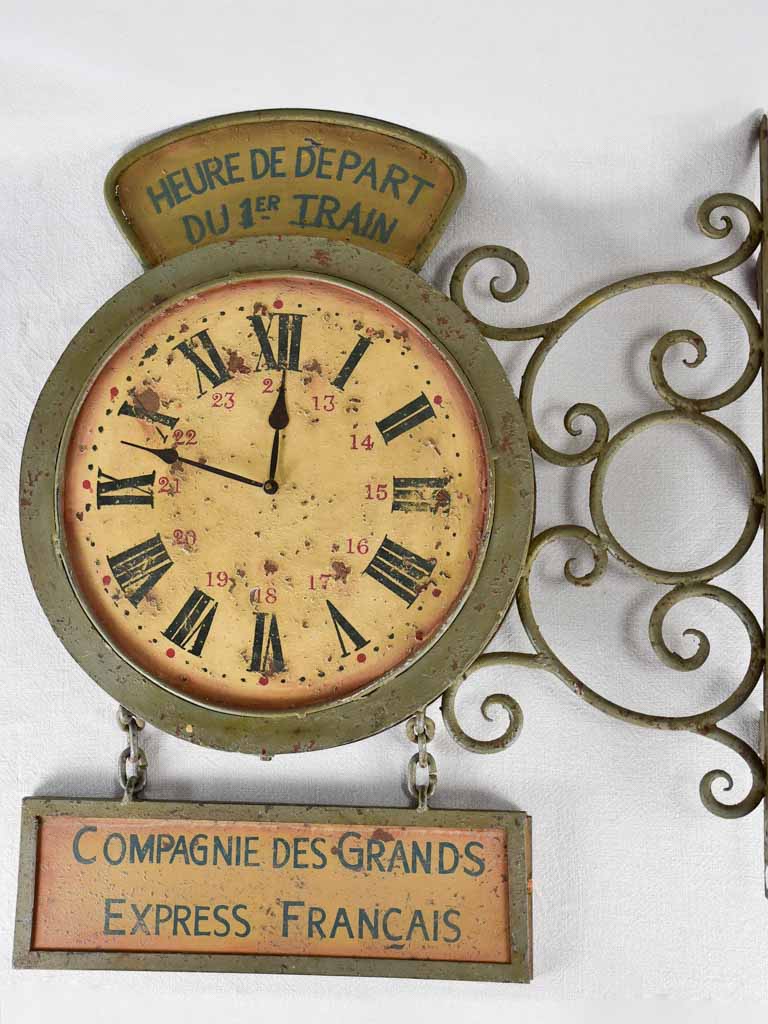 1950s clock and sign from a train station
