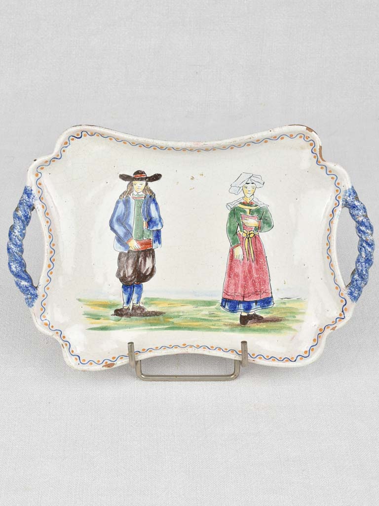 Antique hand painted plate from Britttany 11"