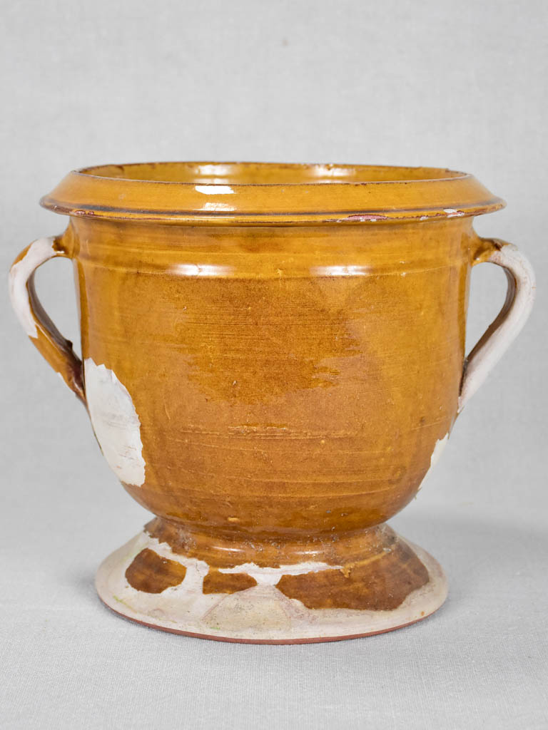 1960s Castelnaudary flower pot with yellow ocher glaze 8¾"