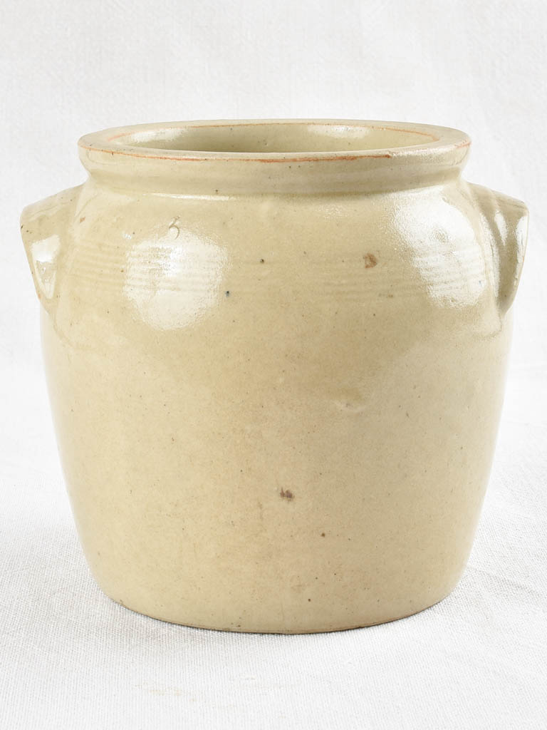 Small antique French crock pot with ear handles
