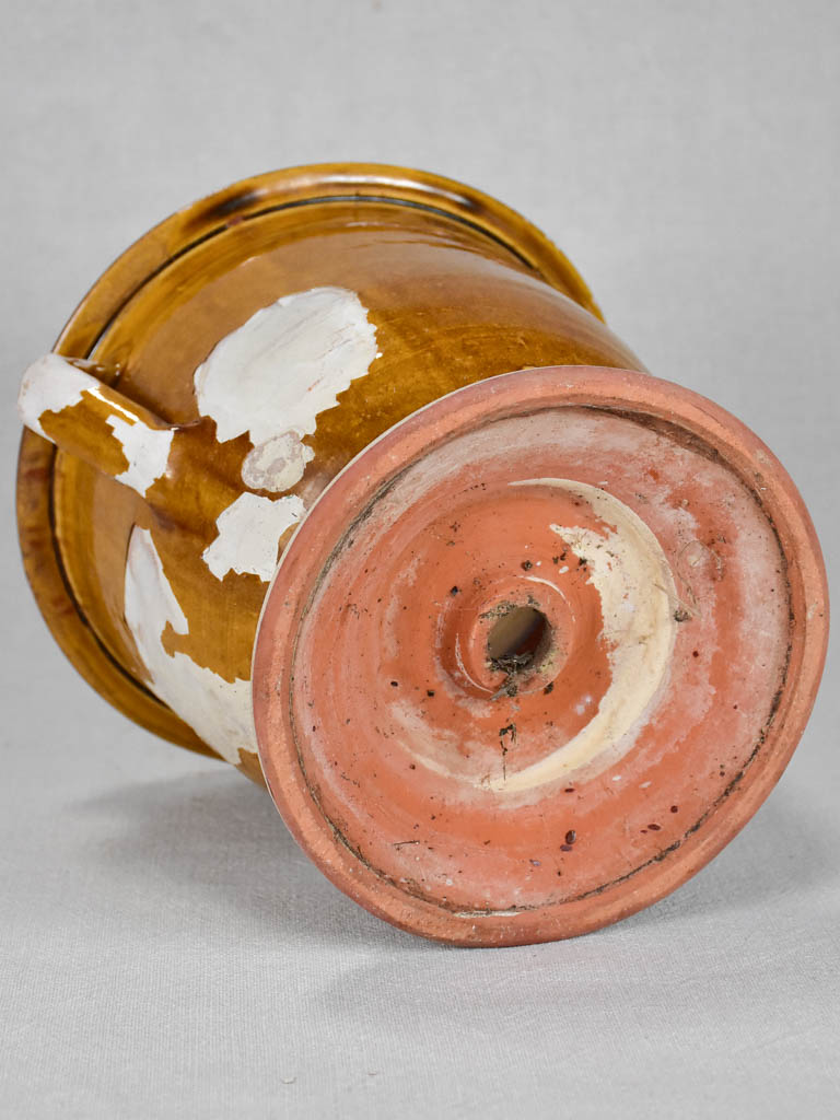 1960s Castelnaudary flower pot with yellow ocher glaze 8¾"