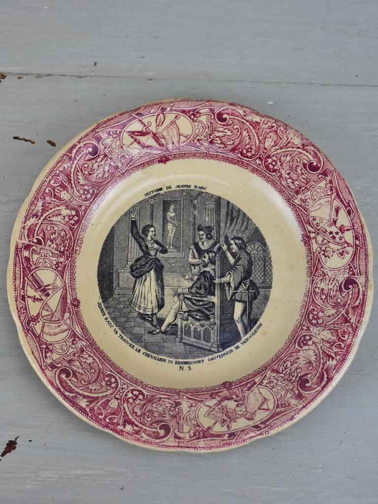 Four Antique Gien parlante plates - Jeanne d'Arc