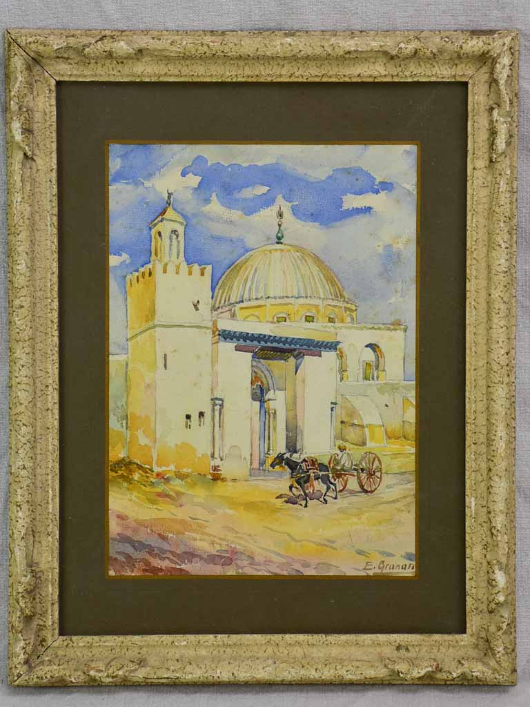 Early 20th Century watercolor - Mosque, mule and chariot 18 x 14¼""