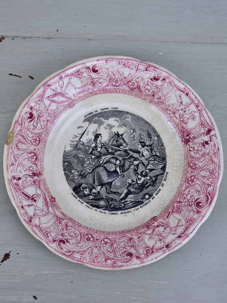 Four Antique Gien parlante plates - Jeanne d'Arc