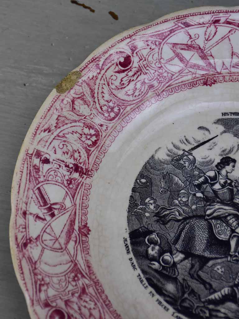 Four Antique Gien parlante plates - Jeanne d'Arc