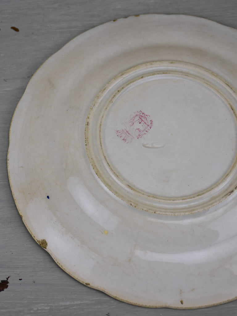 Four Antique Gien parlante plates - Jeanne d'Arc
