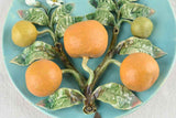Menton Majolica wall plate w/ oranges & blossom - 1940s - 9¾"