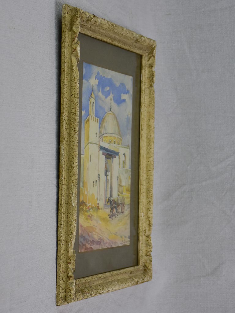 Early 20th Century watercolor - Mosque, mule and chariot 18 x 14¼""