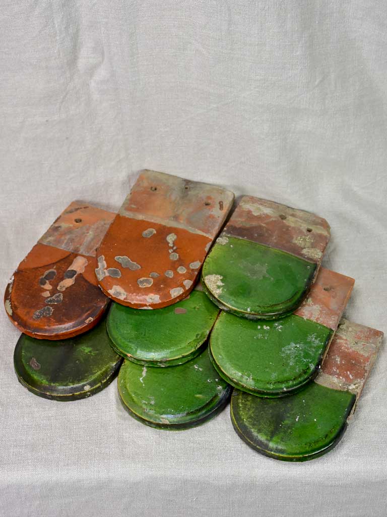 Collection of seven 19th Century French tiles from Isere