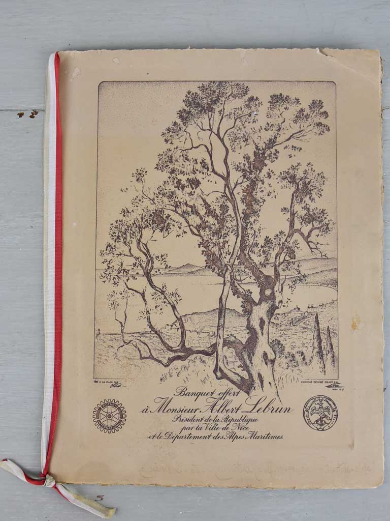 President's lunch menu, Nice 1937