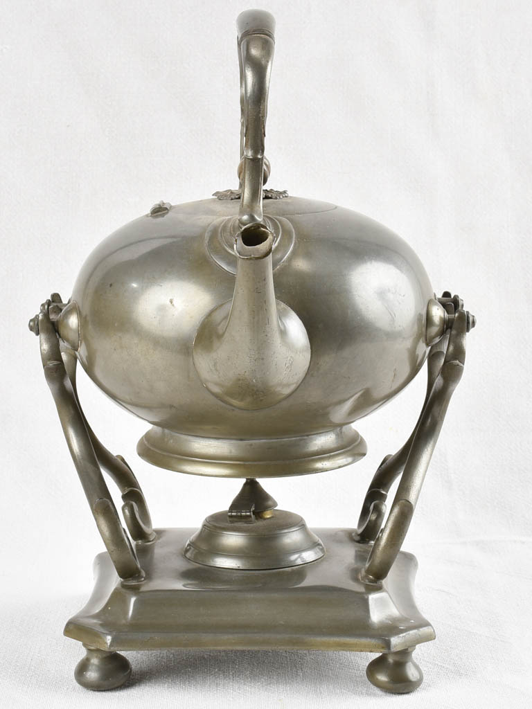 Late 19th century pewter samovar tea pot on a stand