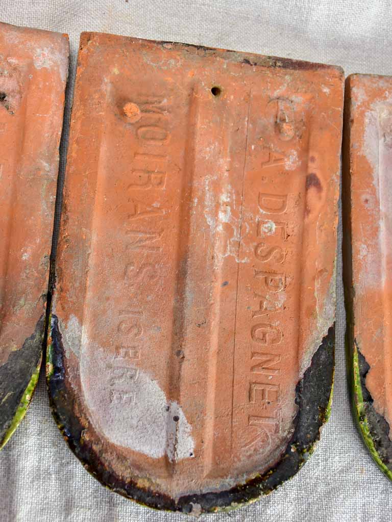 Collection of seven 19th Century French tiles from Isere