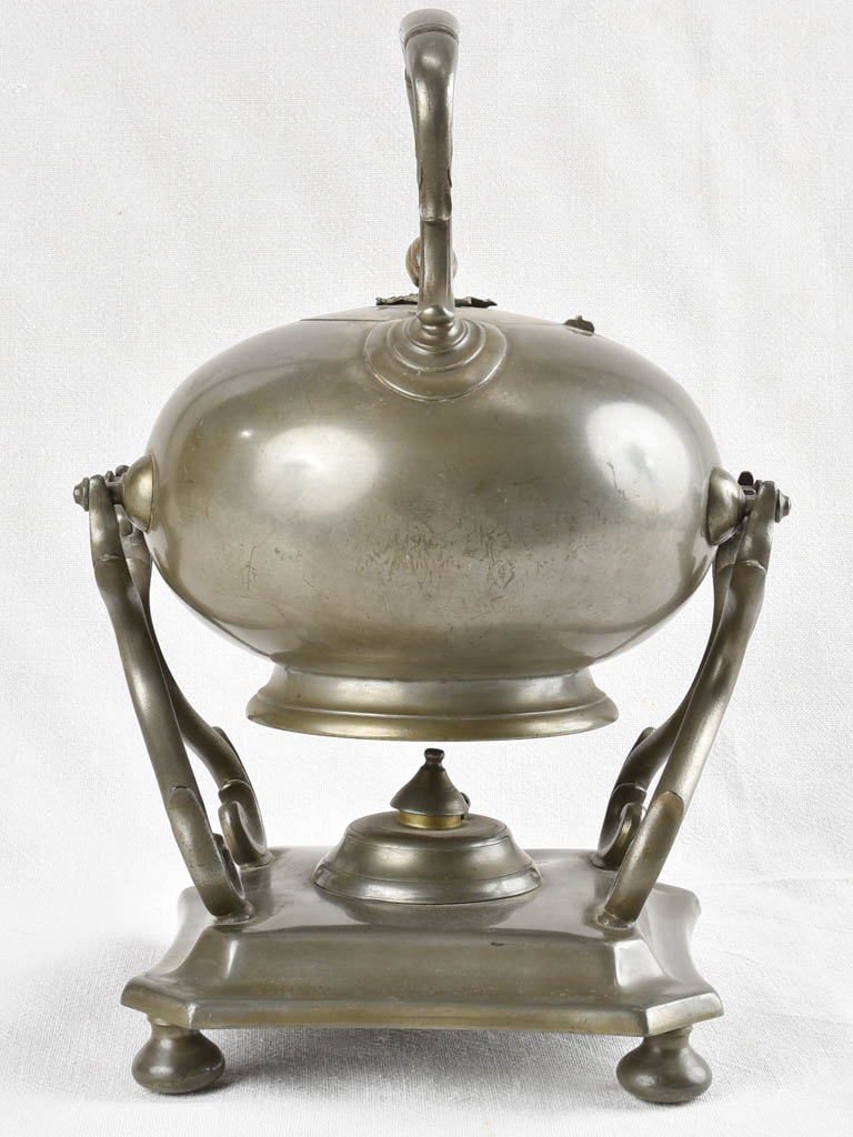 Late 19th century pewter samovar tea pot on a stand
