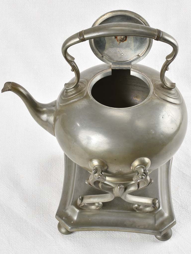 Late 19th century pewter samovar tea pot on a stand