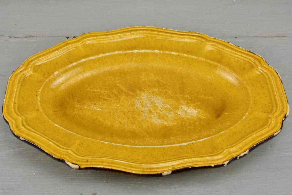 SOLD - MA Vintage French platter with orange glaze - rustic condition