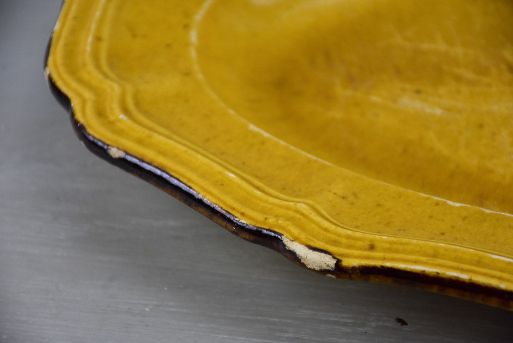 SOLD - MA Vintage French platter with orange glaze - rustic condition