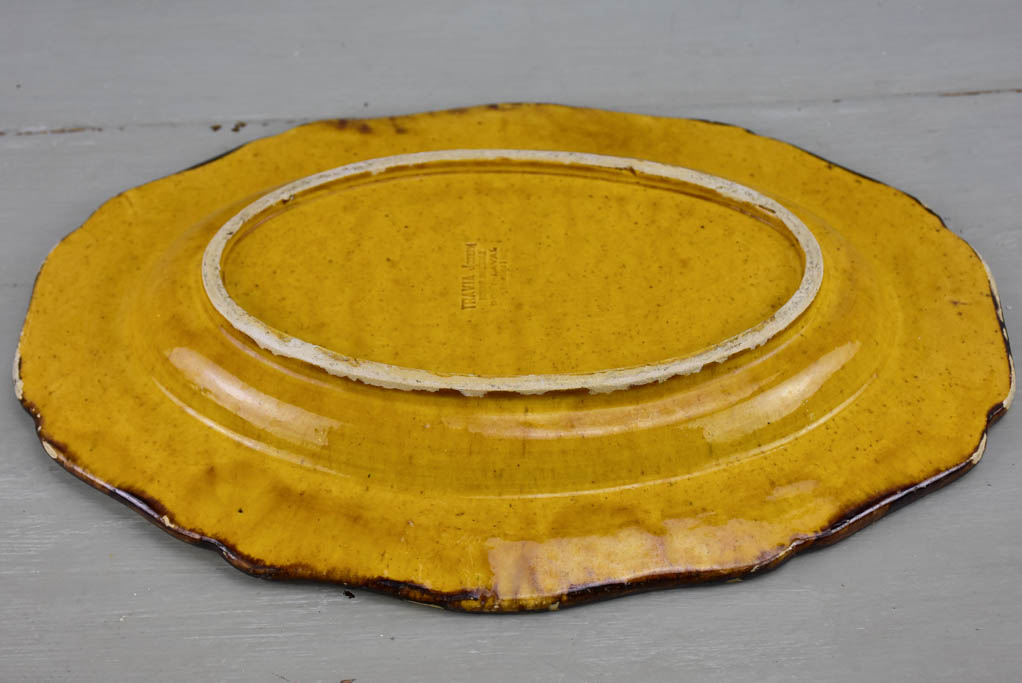 SOLD - MA Vintage French platter with orange glaze - rustic condition