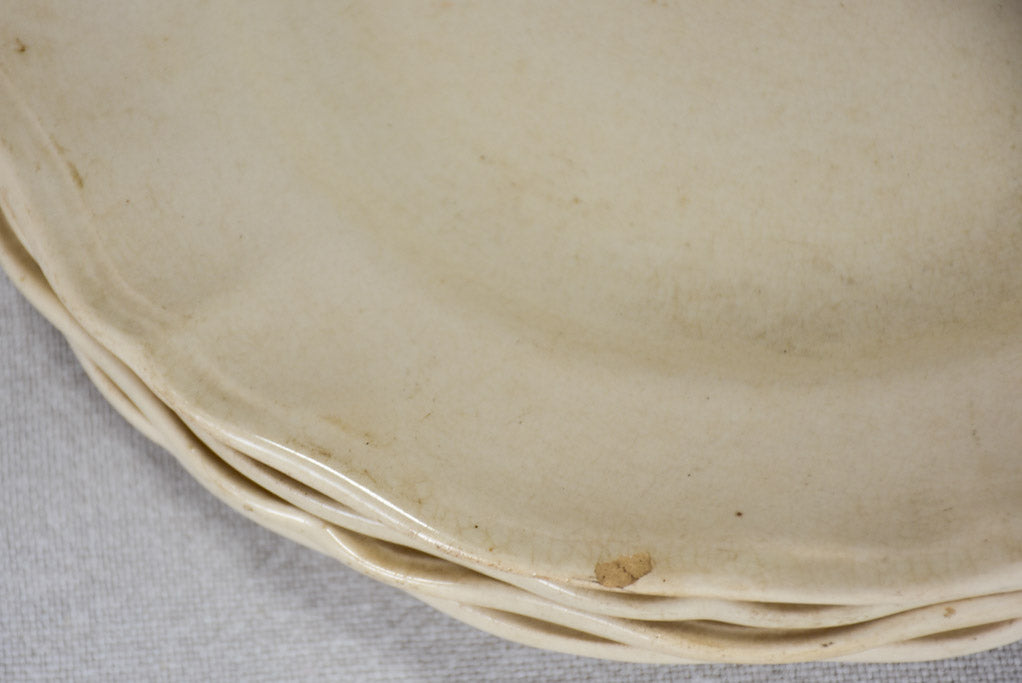 Set of 6 cream-ware bowls Sarreguemines 9¾"