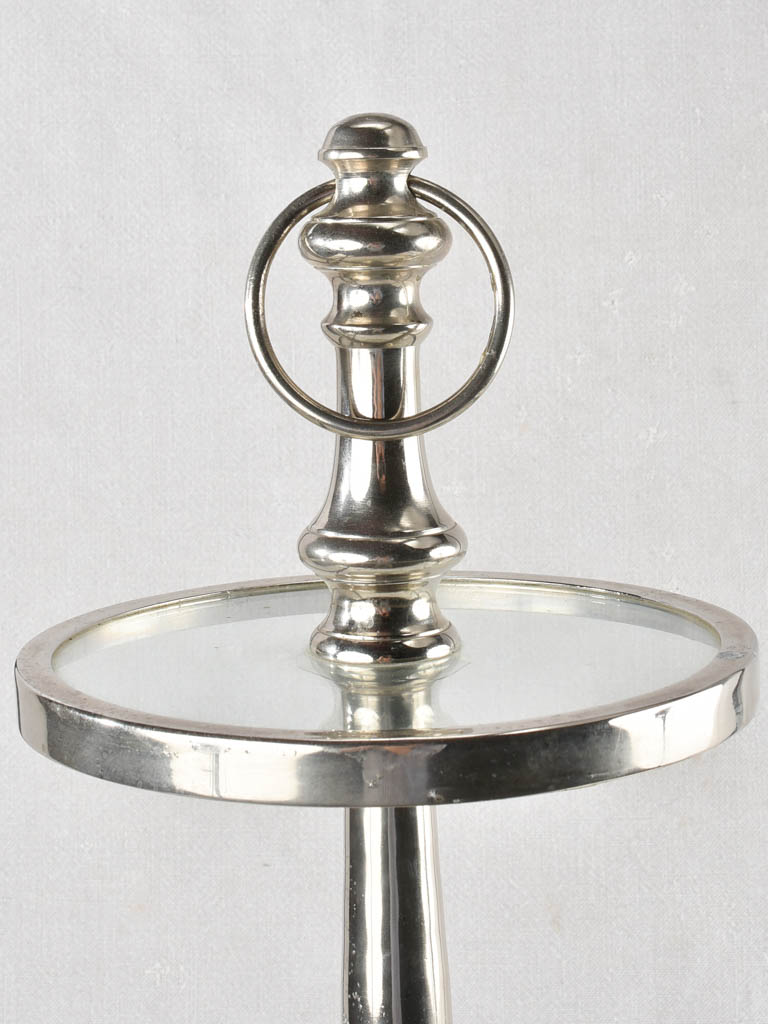 2 antique cake presentation stands from a patisserie - glass & chrome 31½"