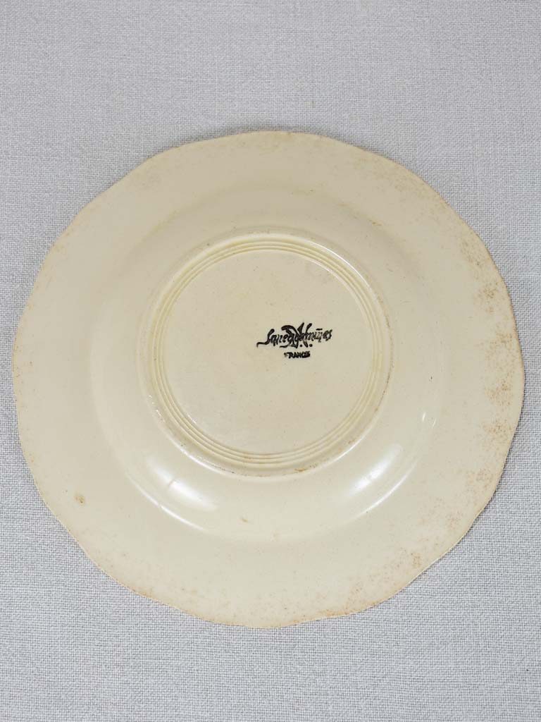 Set of 6 cream-ware plates Sarreguemines 9¾"
