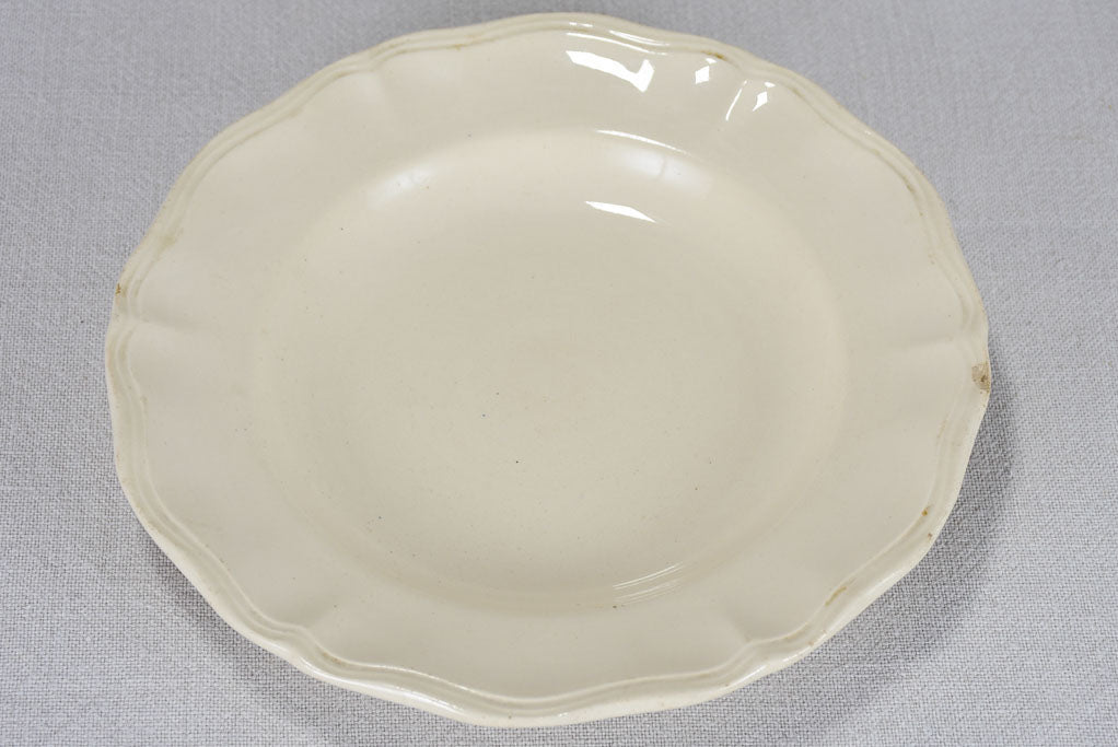 Set of 6 cream-ware plates Sarreguemines 9¾"