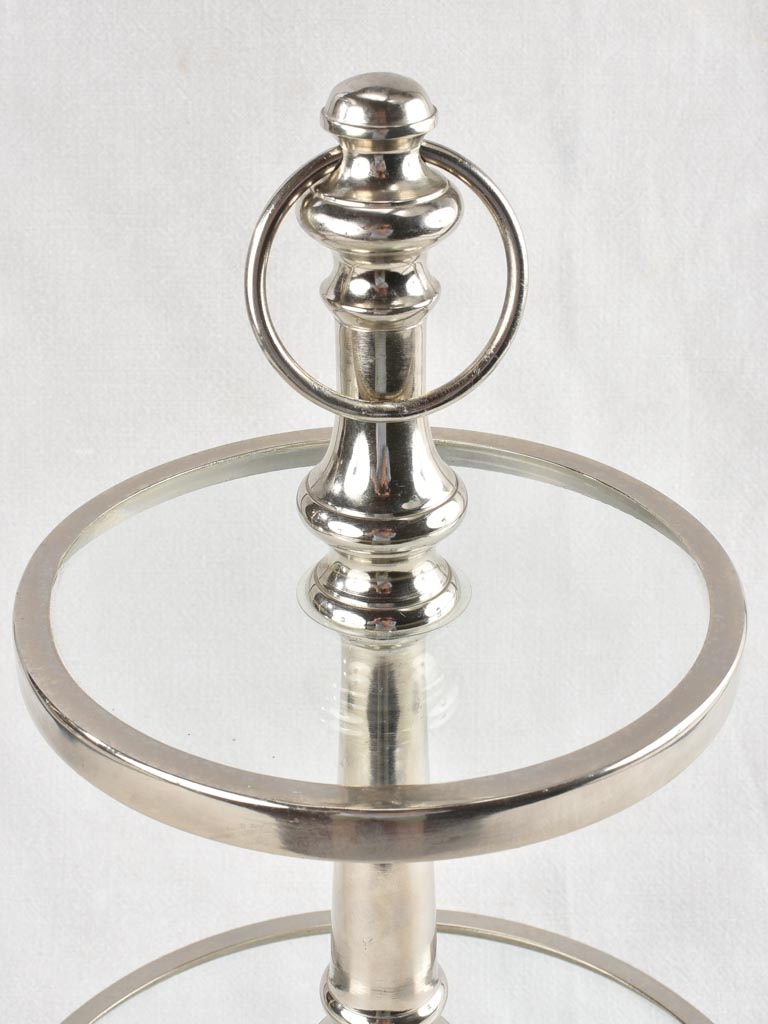 2 antique cake presentation stands from a patisserie - glass & chrome 31½"