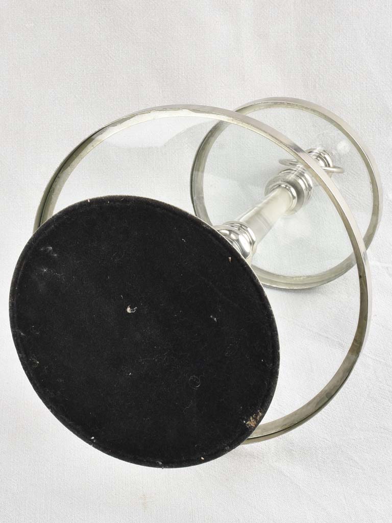 2 antique cake presentation stands from a patisserie - glass & chrome 31½"