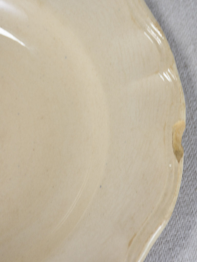 Set of 6 cream-ware plates Sarreguemines 9¾"