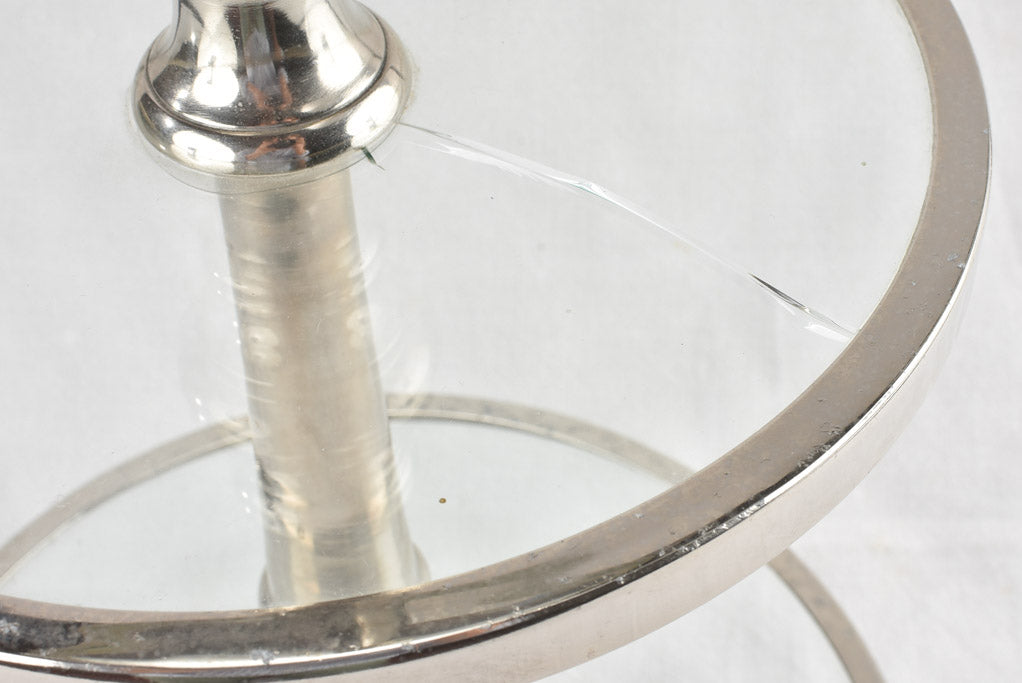 2 antique cake presentation stands from a patisserie - glass & chrome 31½"