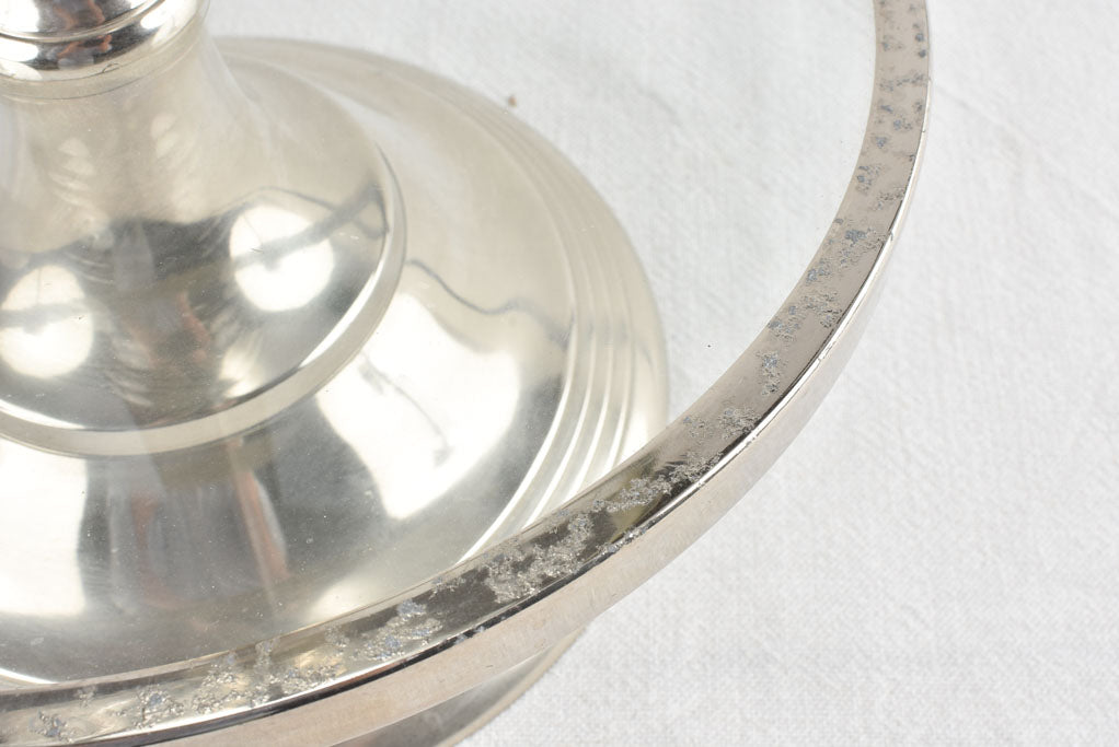 2 antique cake presentation stands from a patisserie - glass & chrome 31½"