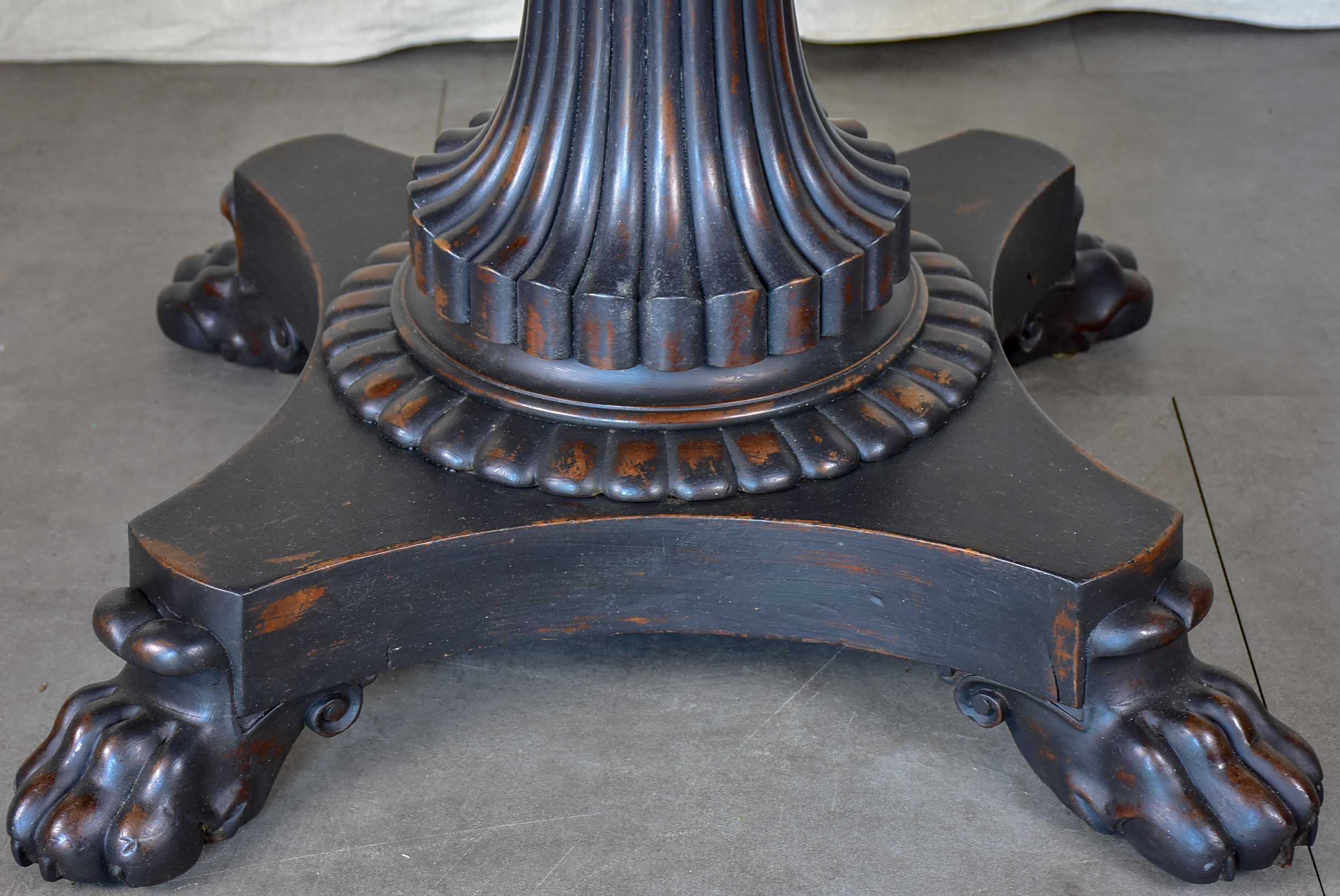 Napoleon III black marble top entry table with claw feet