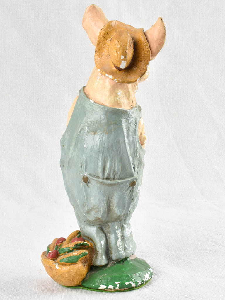 Classic Plaster Sculpture of Pig Farmer