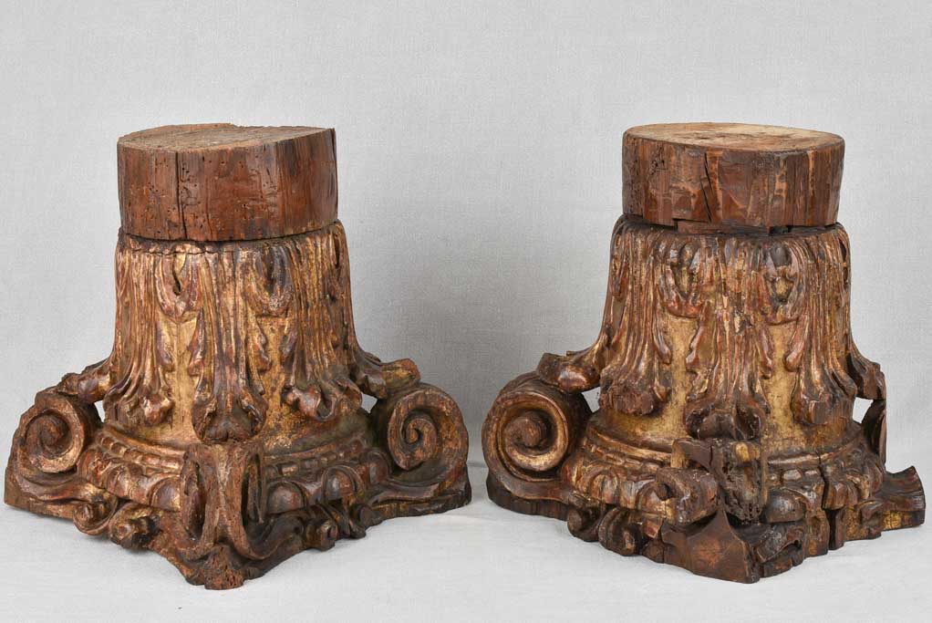 Pair of 18th century Corinthian column capitals 13¾"