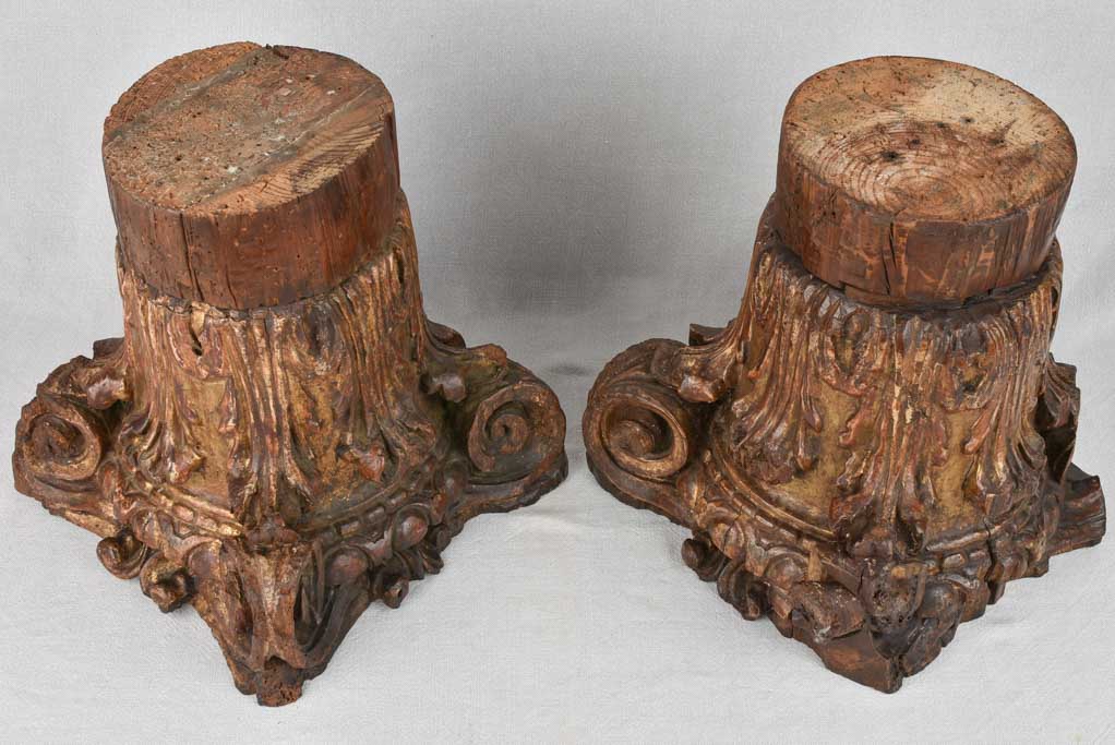 Pair of 18th century Corinthian column capitals 13¾"