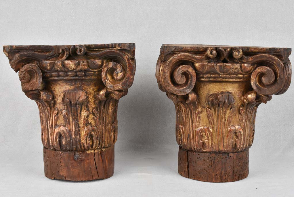 Pair of 18th century Corinthian column capitals 13¾"