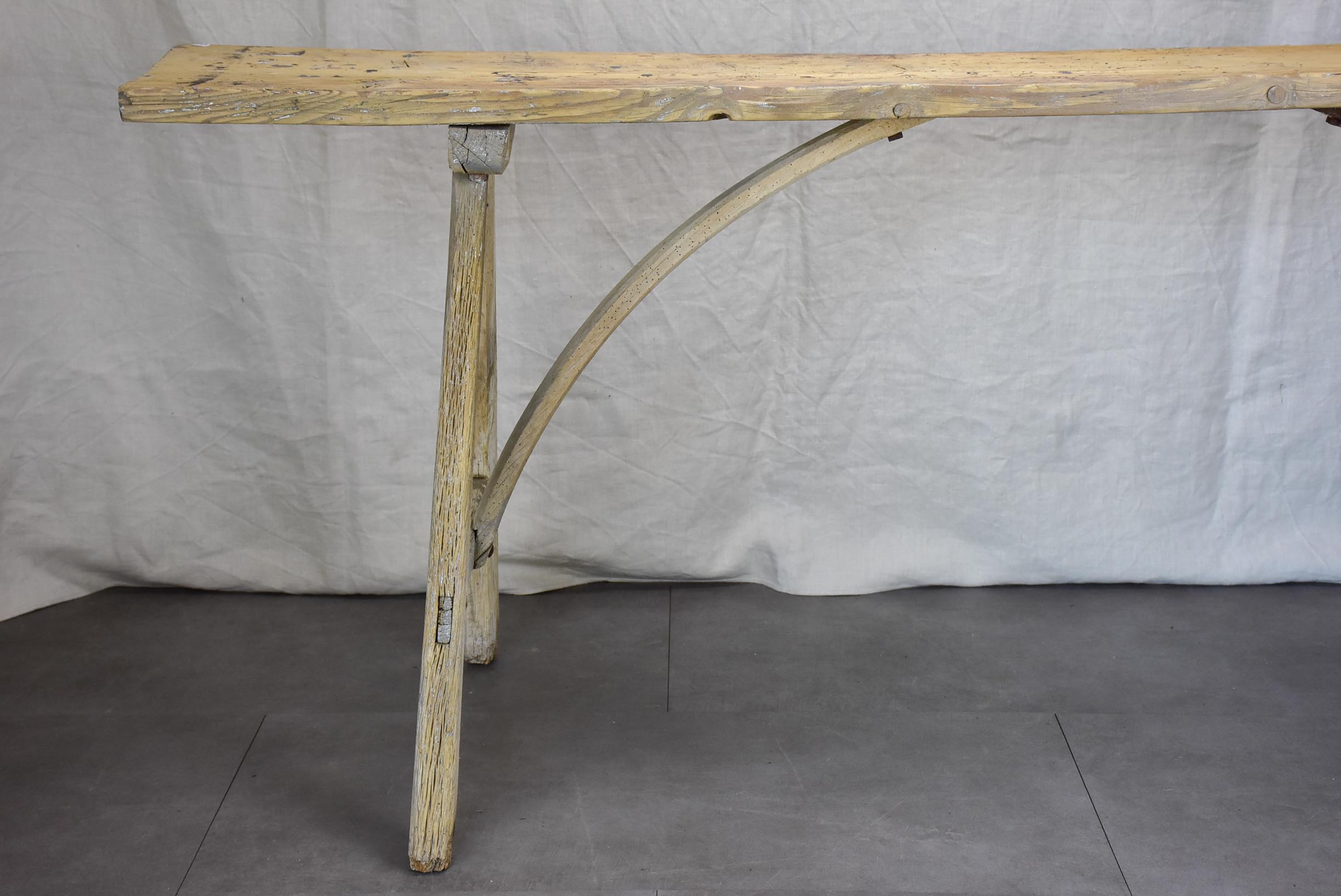 Antique French rustic console table - light wood tone