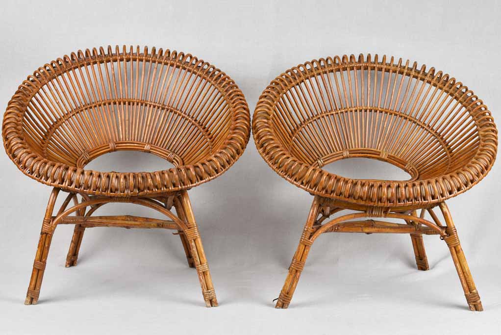 Pair of Janine Abraham wicker 'sunburst' armchairs