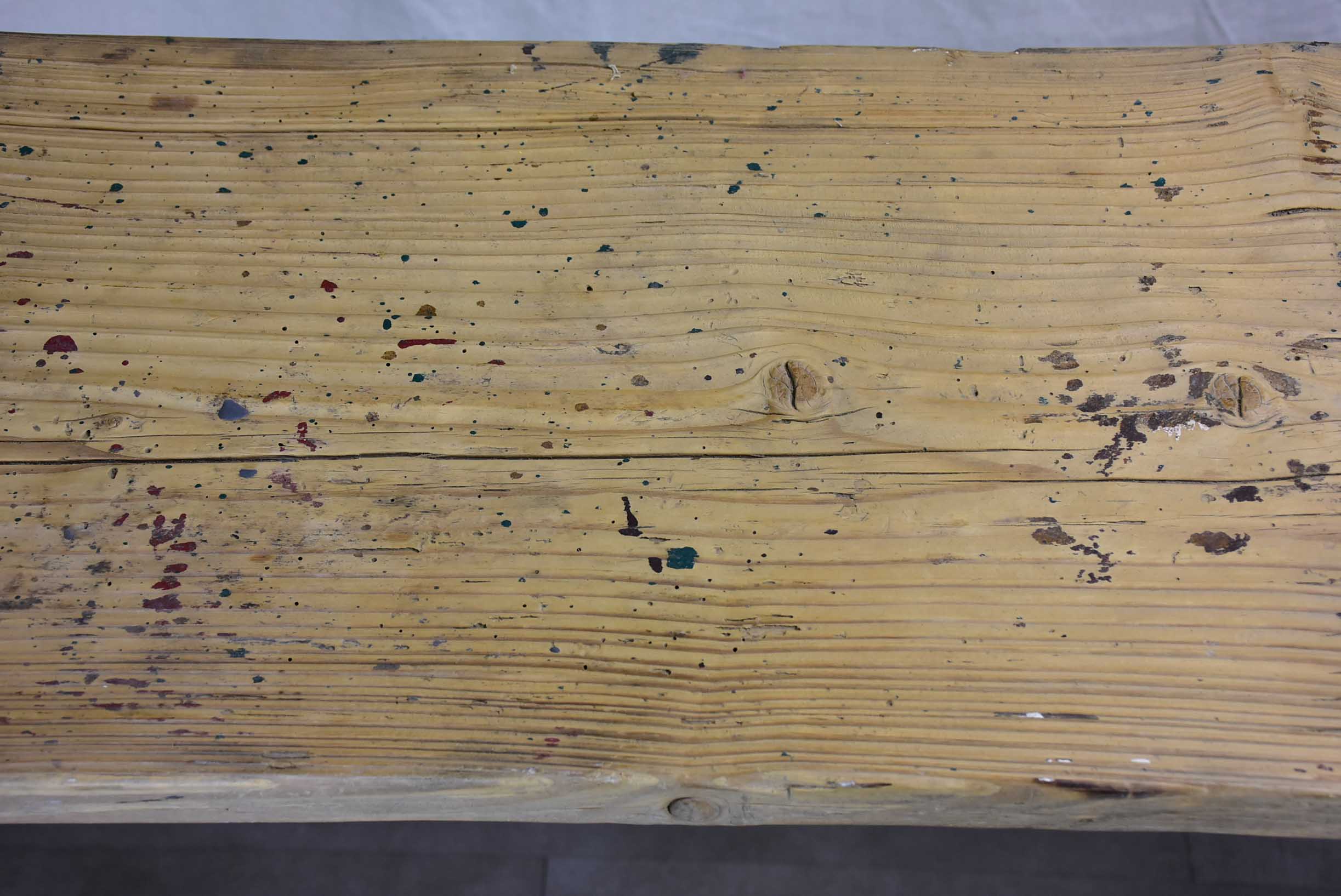 Antique French rustic console table - light wood tone